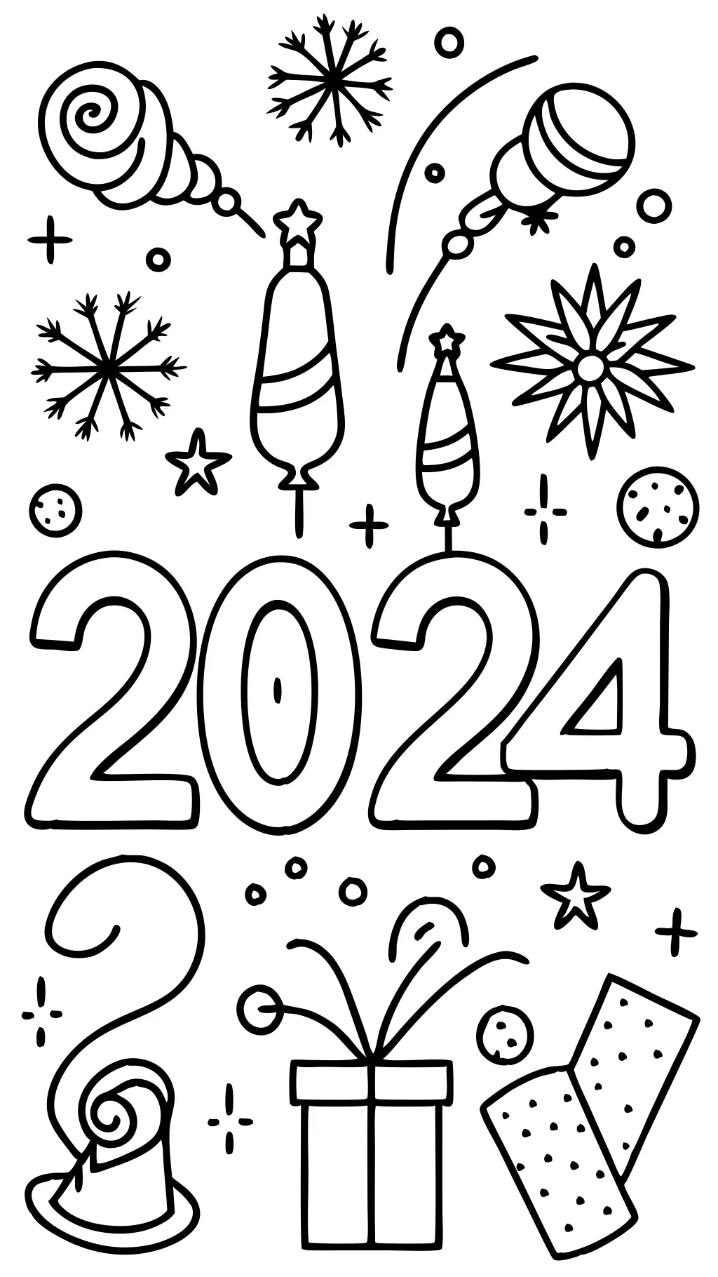 new years coloring pages 2024 printable